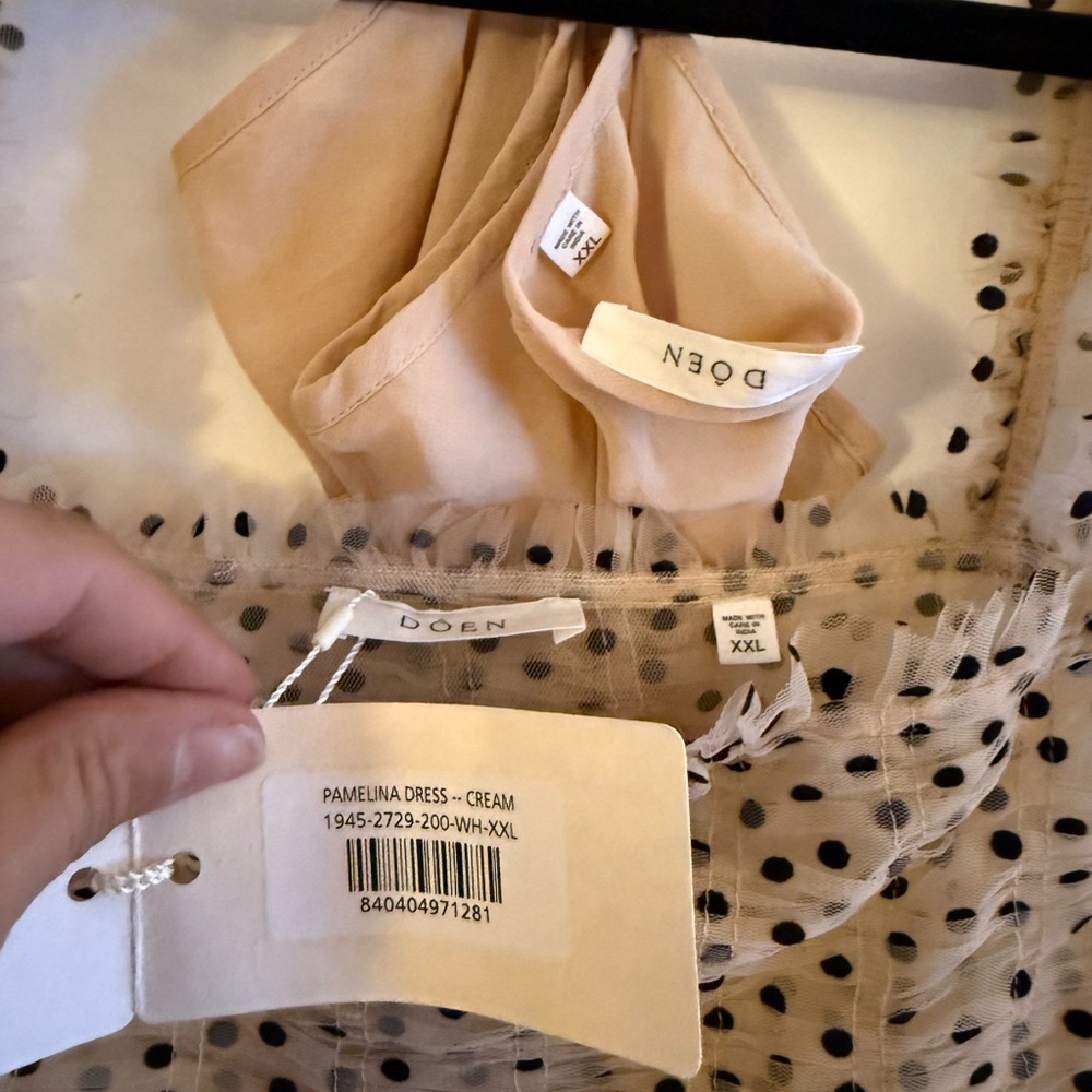 Doen Pamelina Dress Cream - Flocked Dot Tulle Dress - Picture 4 of 7